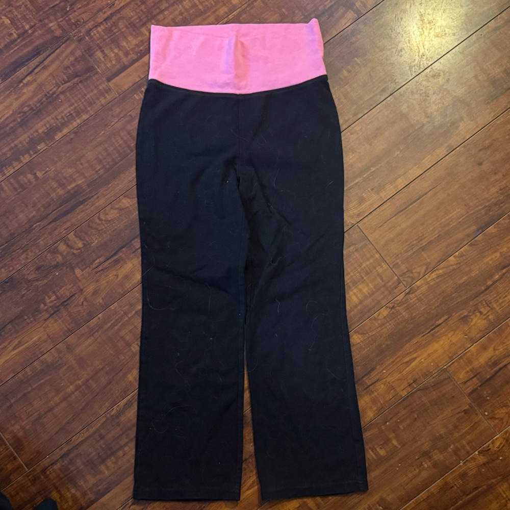 Danskin Now Black Leggings with Pink Waistband